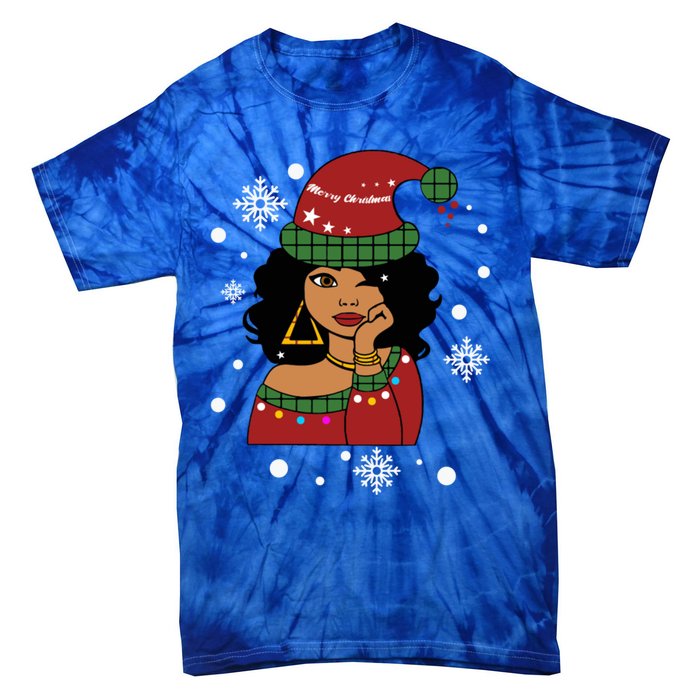 African American Christmas Santa Claus Gift Tie-Dye T-Shirt