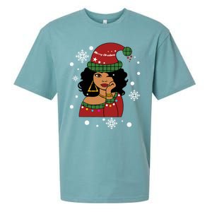 African American Christmas Santa Claus Gift Sueded Cloud Jersey T-Shirt