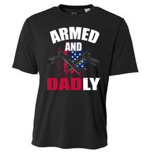 Armed And Dadly Funny Deadly Father For Fathers Day Cooling Performance Crew T-Shirt