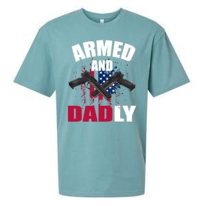 Armed And Dadly Funny Deadly Father For Fathers Day Sueded Cloud Jersey T-Shirt