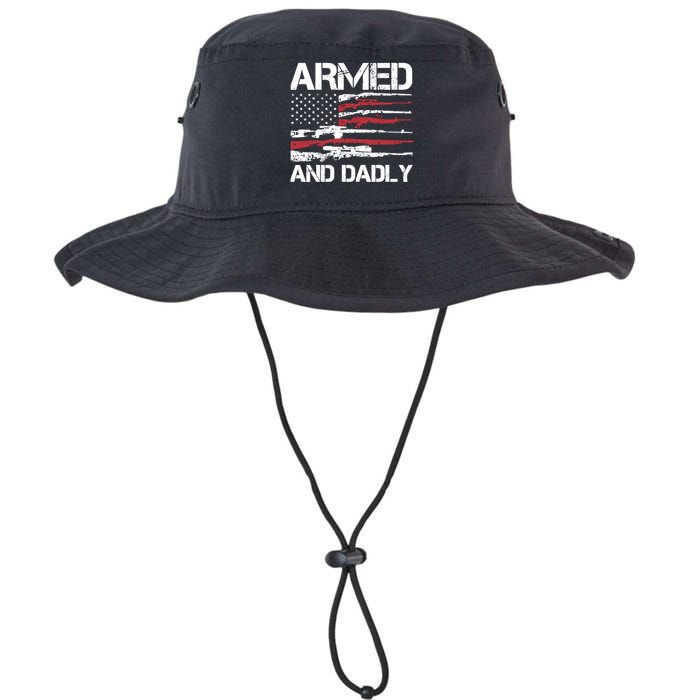 Armed And Dadly Funny Deadly Father For Fathers Day Usa Flag Legacy Cool Fit Booney Bucket Hat