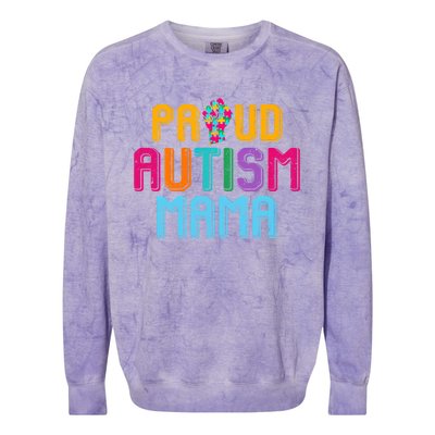 Autism Awareness Day Matching Family Proud Autism Mama Gift Colorblast Crewneck Sweatshirt