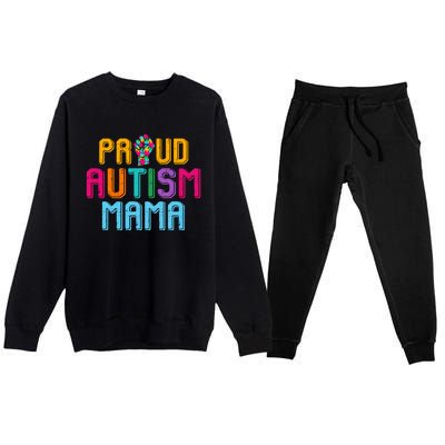 Autism Awareness Day Matching Family Proud Autism Mama Gift Premium Crewneck Sweatsuit Set