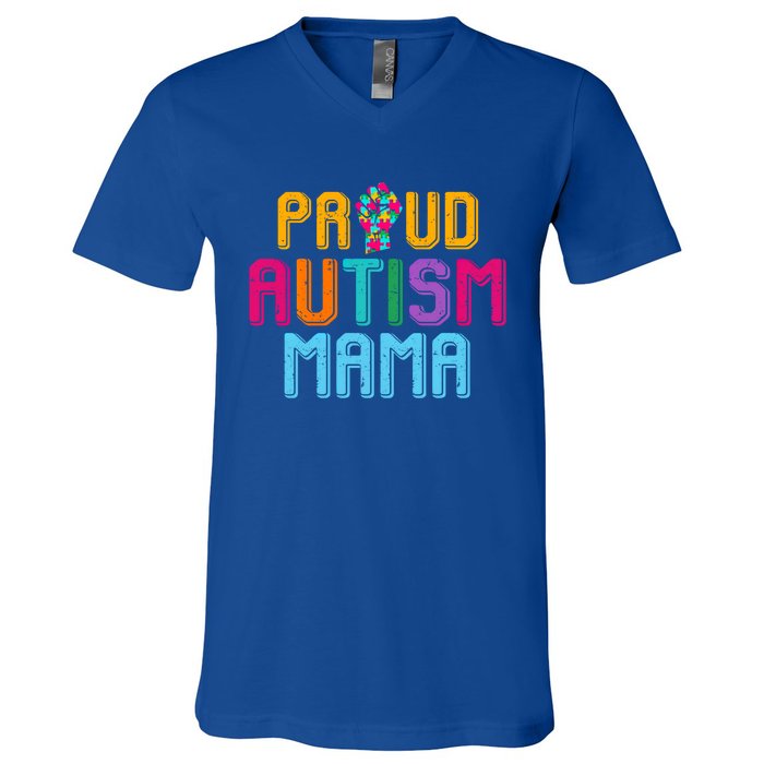 Autism Awareness Day Matching Family Proud Autism Mama Gift V-Neck T-Shirt