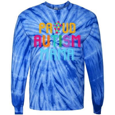 Autism Awareness Day Matching Family Proud Autism Mama Gift Tie-Dye Long Sleeve Shirt