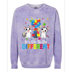 Autism Awareness Day Cat ItS Ok To Be Different Colorblast Crewneck Sweatshirt