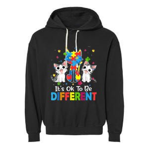 Autism Awareness Day Cat ItS Ok To Be Different Garment-Dyed Fleece Hoodie