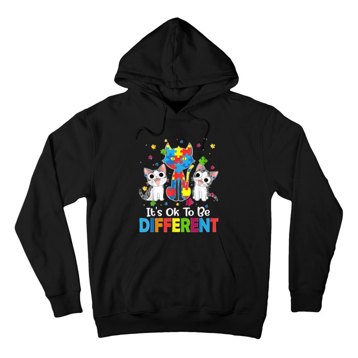 Autism Awareness Day Cat ItS Ok To Be Different Hoodie