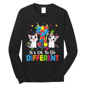 Autism Awareness Day Cat ItS Ok To Be Different Long Sleeve Shirt