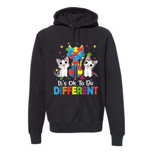 Autism Awareness Day Cat ItS Ok To Be Different Premium Hoodie