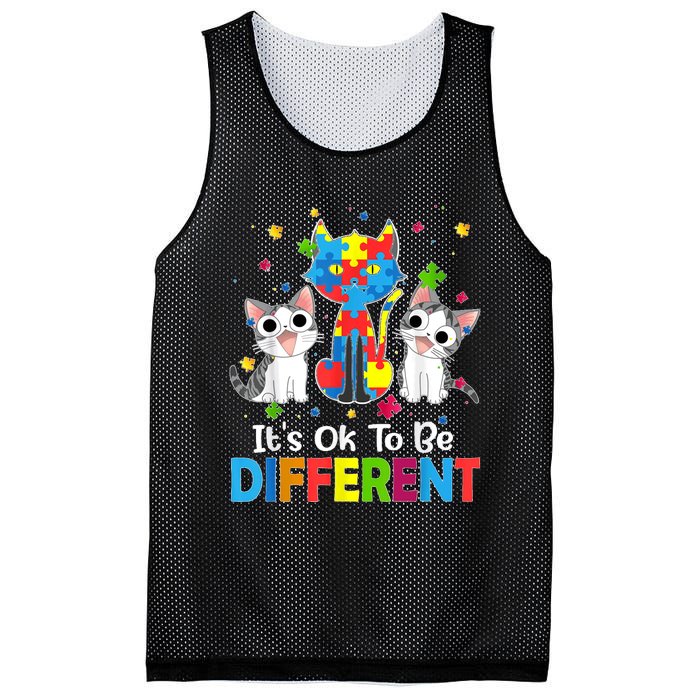 Autism Awareness Day Cat ItS Ok To Be Different Mesh Reversible Basketball Jersey Tank