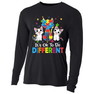 Autism Awareness Day Cat ItS Ok To Be Different Cooling Performance Long Sleeve Crew