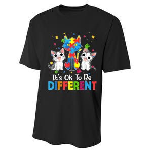 Autism Awareness Day Cat ItS Ok To Be Different Performance Sprint T-Shirt