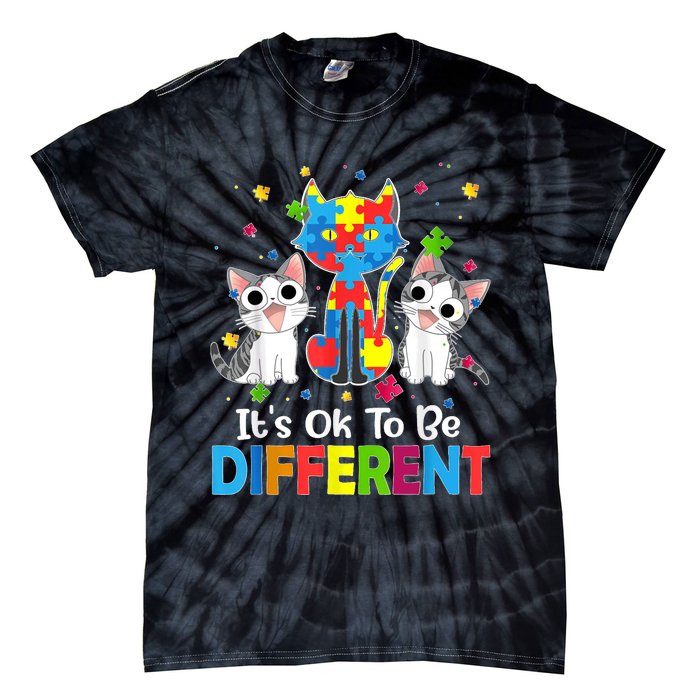 Autism Awareness Day Cat ItS Ok To Be Different Tie-Dye T-Shirt