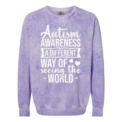 Autism Awareness Different Way Of Seeing The World Great Gift Colorblast Crewneck Sweatshirt