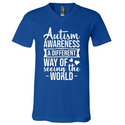 Autism Awareness Different Way Of Seeing The World Great Gift V-Neck T-Shirt