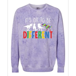 Autism Awareness Dinosaur ItS Ok To Be Different Gift Colorblast Crewneck Sweatshirt