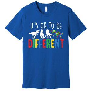 Autism Awareness Dinosaur ItS Ok To Be Different Gift Premium T-Shirt