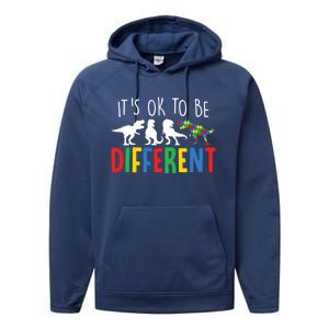 Autism Awareness Dinosaur ItS Ok To Be Different Gift Performance Fleece Hoodie