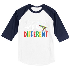 Autism Awareness Dinosaur ItS Ok To Be Different Gift Baseball Sleeve Shirt