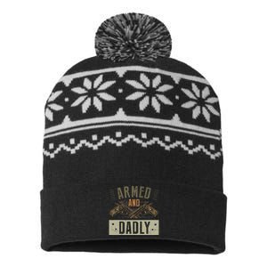 Armed And Dadly Funny Deadly Father For Fathers Day USA-Made Snowflake Beanie