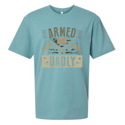 Armed And Dadly Funny Deadly Father For Fathers Day Sueded Cloud Jersey T-Shirt