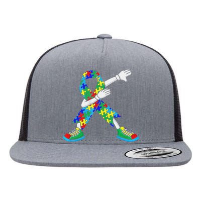 Autism Awareness Dabbing Puzzle Piece Love Dab Dance Flat Bill Trucker Hat