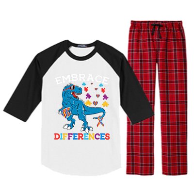 Autism Awareness Dinosaur Trex Cool Gift Raglan Sleeve Pajama Set