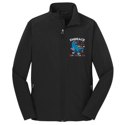 Autism Awareness Dinosaur Trex Cool Gift Core Soft Shell Jacket