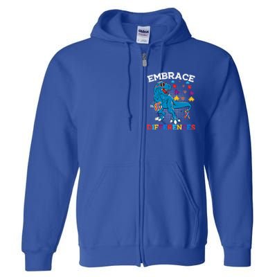 Autism Awareness Dinosaur Trex Cool Gift Full Zip Hoodie