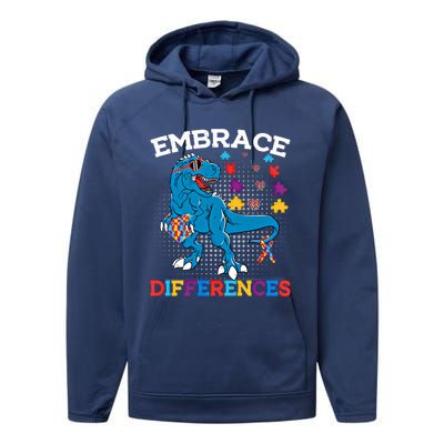 Autism Awareness Dinosaur Trex Cool Gift Performance Fleece Hoodie