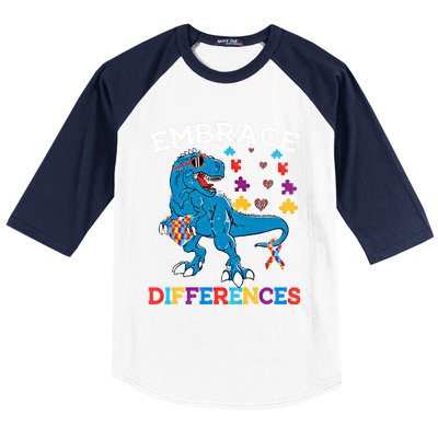 Autism Awareness Dinosaur Trex Cool Gift Baseball Sleeve Shirt