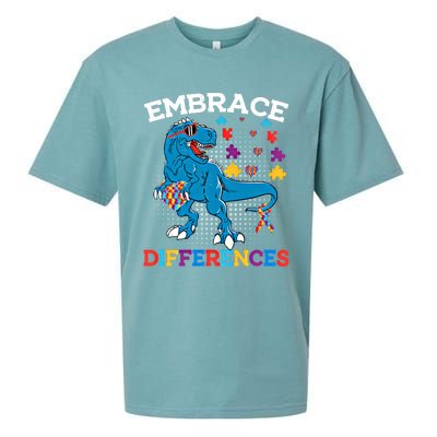 Autism Awareness Dinosaur Trex Cool Gift Sueded Cloud Jersey T-Shirt