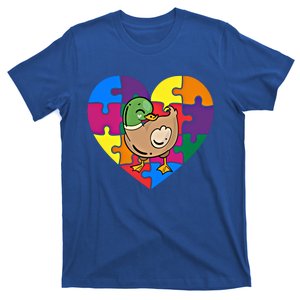 Autism Awareness Duck Heart ValentineS Day Puzzle Piece Gift T-Shirt