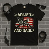 Armed And Dadly Funny Deadly Father Gifts For Fathers Day T-Shirt