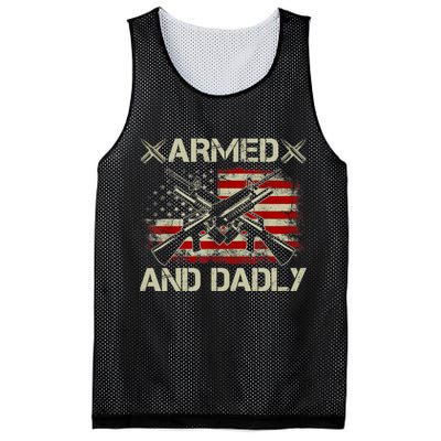 Armed And Dadly Funny Deadly Father Gifts For Fathers Day Mesh Reversible Basketball Jersey Tank