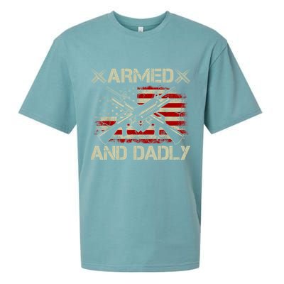 Armed And Dadly Funny Deadly Father Gifts For Fathers Day Sueded Cloud Jersey T-Shirt