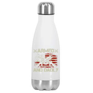 Armed And Dadly Funny Deadly Father Gifts For Fathers Day Stainless Steel Insulated Water Bottle