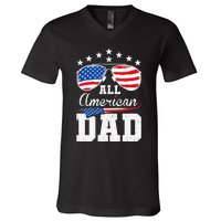 All American Dad 4th of July Matching Family V-Neck T-Shirt