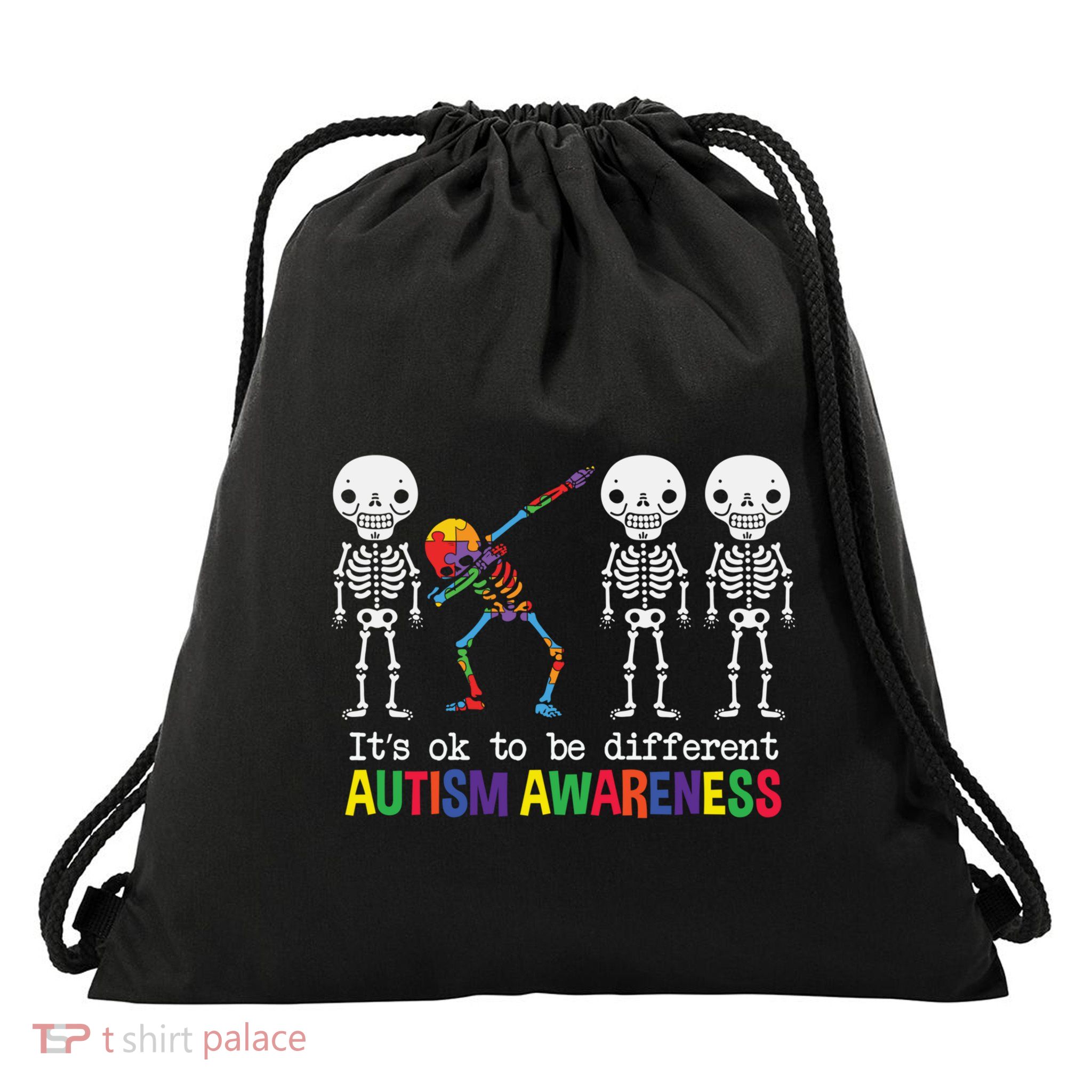 Autism Awareness Dabbing Skeleton ItS Not A Disability Gift Drawstring Bag