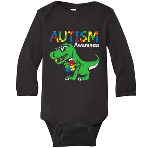 Autism Awareness Dino Autistic Boy Cute Dinosaur Baby Long Sleeve Bodysuit