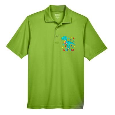 Autism Awareness Dinosaur Colorful Gift Men's Origin Performance Pique Polo