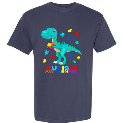 Autism Awareness Dinosaur Colorful Gift Garment-Dyed Heavyweight T-Shirt