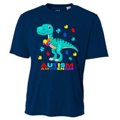 Autism Awareness Dinosaur Colorful Gift Cooling Performance Crew T-Shirt