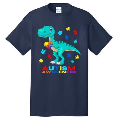 Autism Awareness Dinosaur Colorful Gift Tall T-Shirt