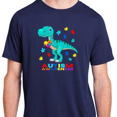 Autism Awareness Dinosaur Colorful Gift Adult ChromaSoft Performance T-Shirt