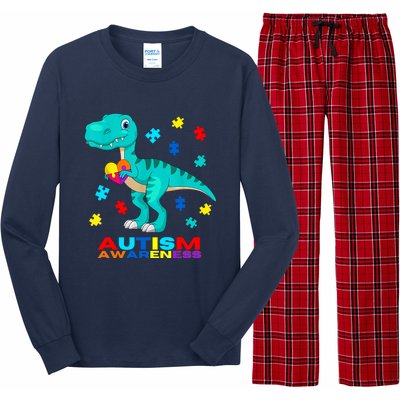 Autism Awareness Dinosaur Colorful Gift Long Sleeve Pajama Set