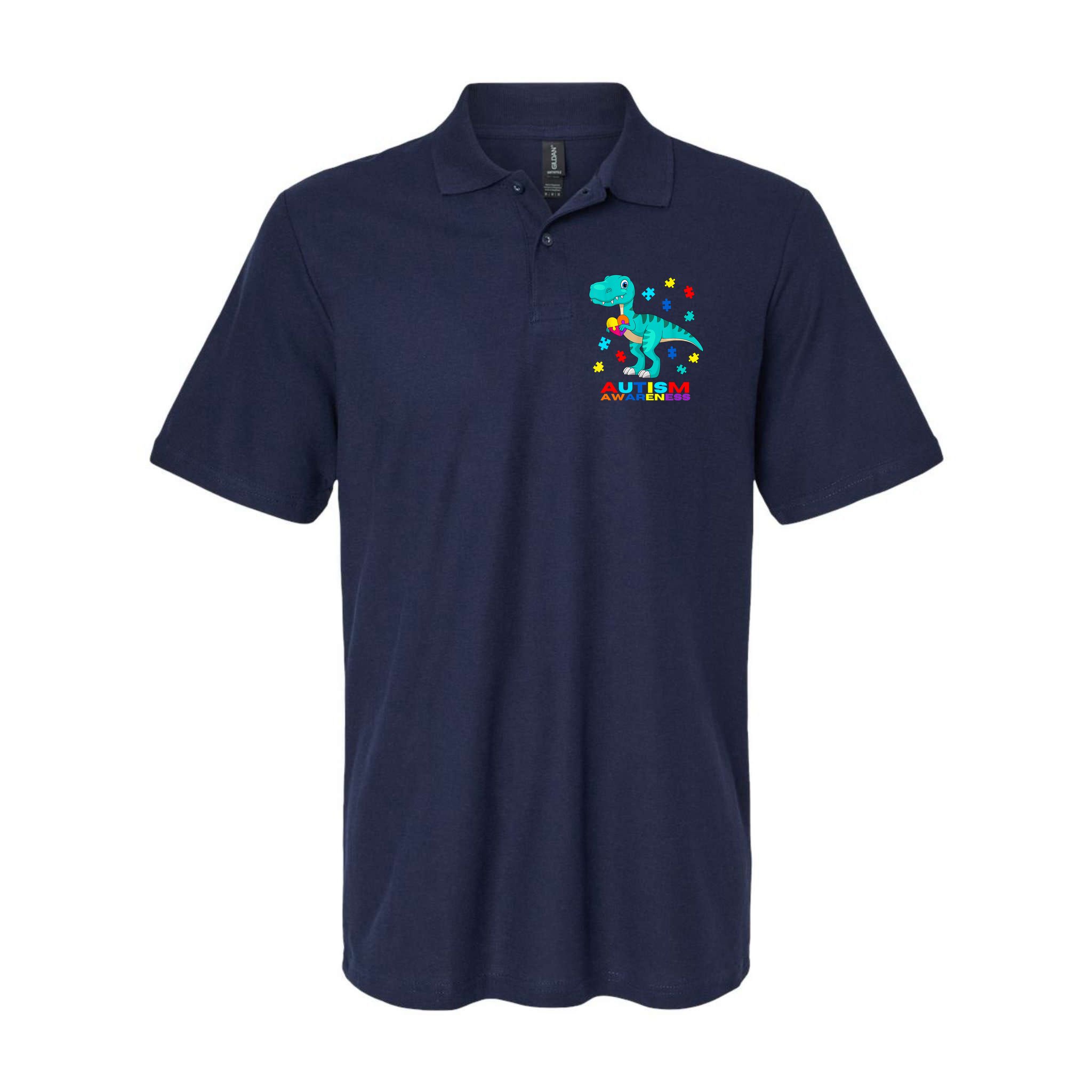 Autism Awareness Dinosaur Colorful Gift Polo