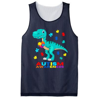 Autism Awareness Dinosaur Colorful Gift Mesh Reversible Basketball Jersey Tank