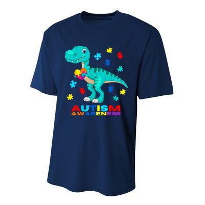 Autism Awareness Dinosaur Colorful Gift Performance Sprint T-Shirt